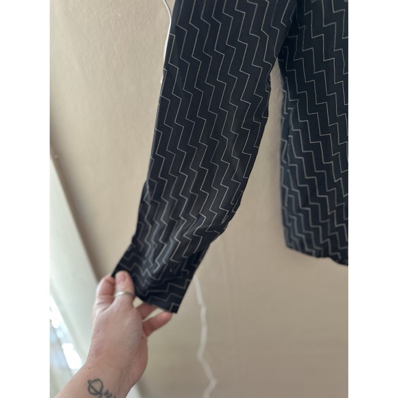 VTG City Silk 100% Silk Blouse Size PL Quiet Luxury Patterned Black Deadstock - Picture 3 of 10